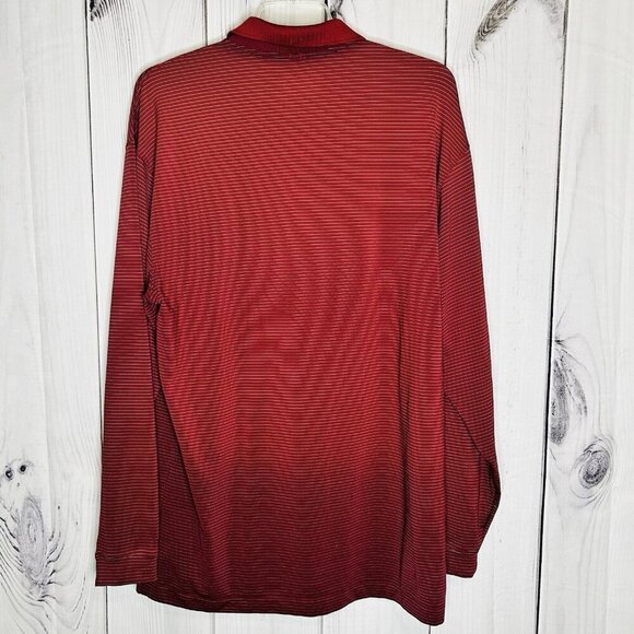 Nike Long Sleeve Polo Shirt Mens Sz XL Maroon Striped Fit Dry Stretch - Picture 6 of 9